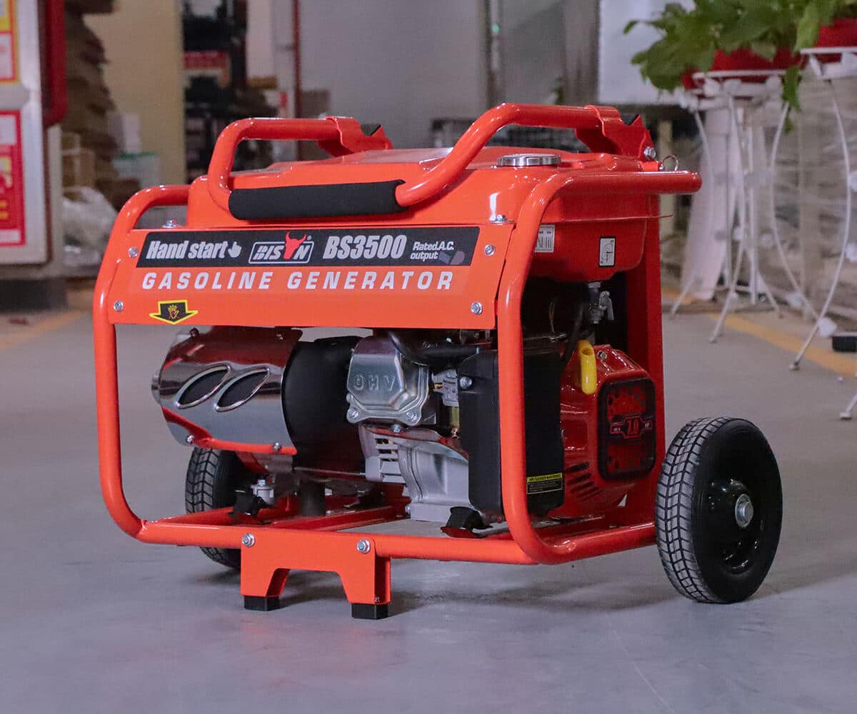 Portable generator set up outdoors