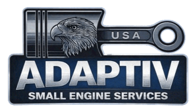 Adaptiv Small Engine Services logo with contact details